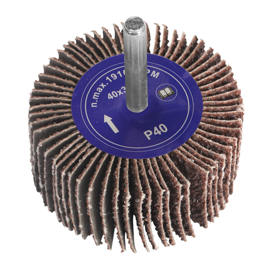 Abrasive Flap Wheel &#216;40 x 30mm 40Grit 6mm Shaft