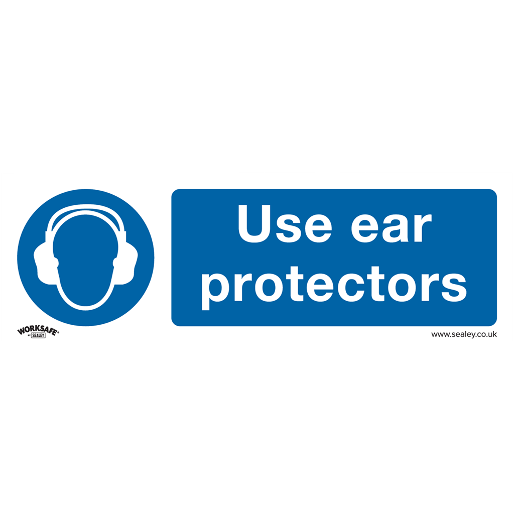 Worksafe&#174; Use Ear Protectors Safety Sign, Self-Adhesive Vinyl - Pack of 10