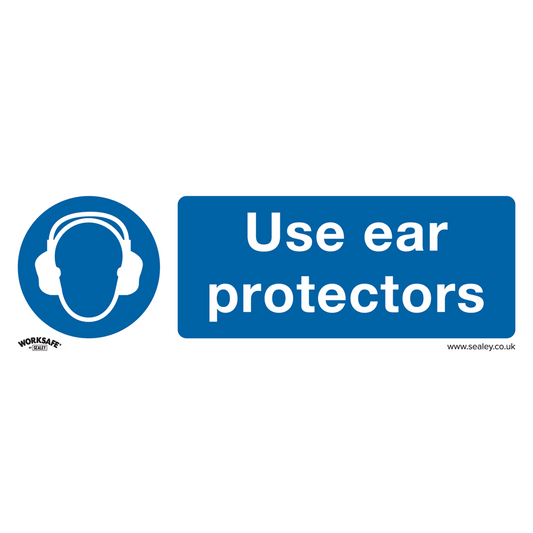 Worksafe&#174; Use Ear Protectors Safety Sign, Self-Adhesive Vinyl - Pack of 10