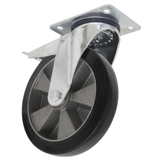 125mm Castor Wheel with Swivel Plate & Total Lock