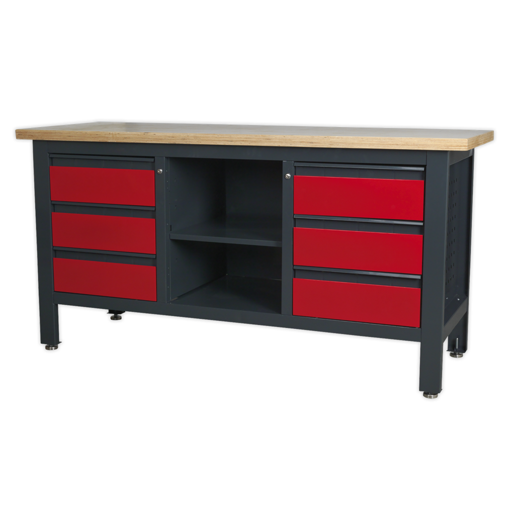 Workbench with 6 Drawers & Open Storage