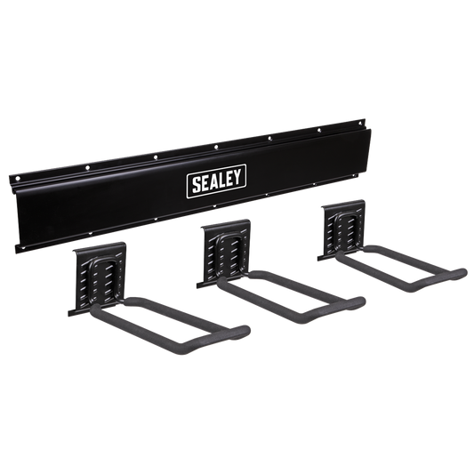 Wall Mounting Storage Rail with 3 Closed End Hooks