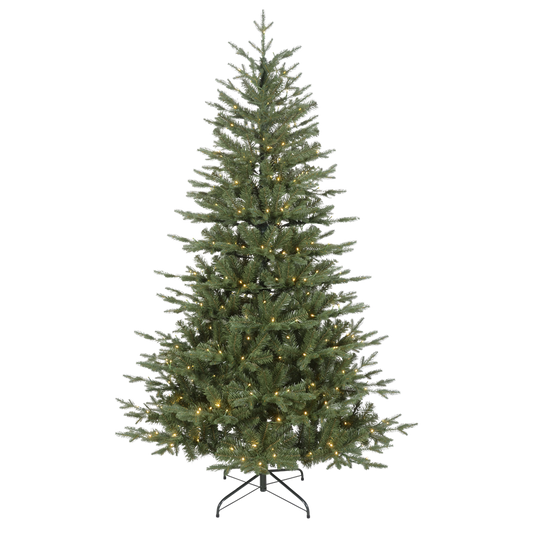 Dellonda Pre-Lit 7ft Hinged Christmas Tree with Warm White LED Lights & PE/PVC Tips - DH82