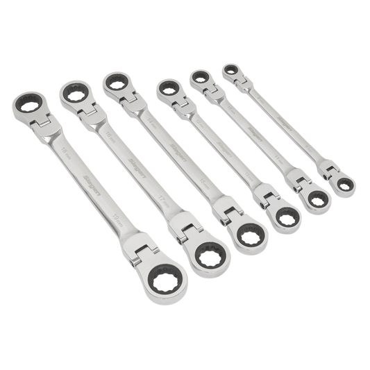 Siegen Flexi-Head Double End Ratchet Ring Spanner Set 6pc