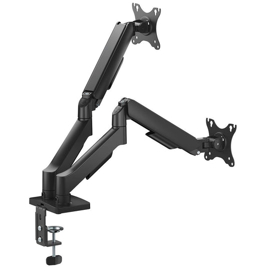 Full Motion Gas Spring Desktop Monitor Arms with USB Hub - Dual