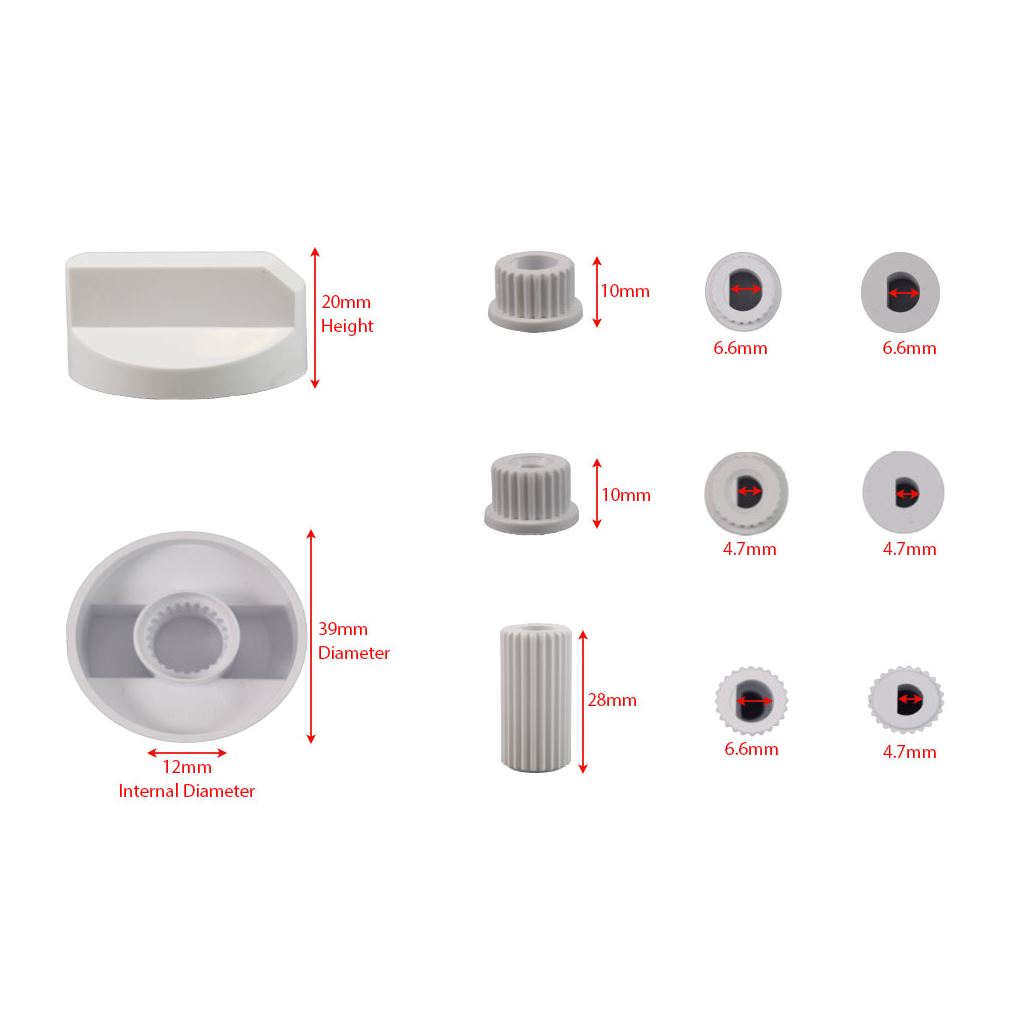 Universal Cooker, Oven & Grill Control Knobs & Adaptors - White Fits All Gas & Electric Cookers (Pack of 4) | Compatible Non-Genuine by Ufixt