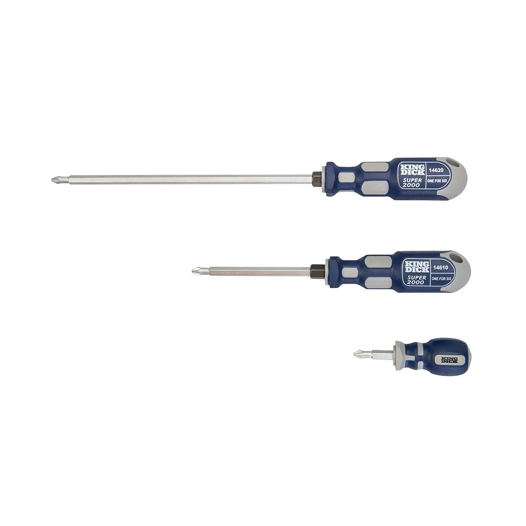 King Dick 1-for-6 Screwdriver Gift Set 3pce - PZ1, PZ2, PZ3 & PH1, PH2, PH3