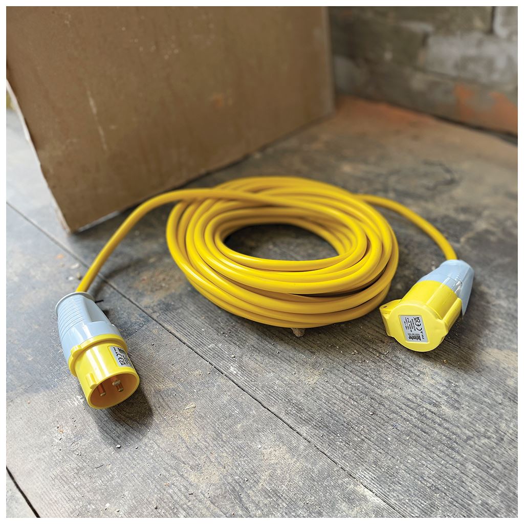 Defender Extension Lead Yellow 2.5mm2 16A 14m - 110V