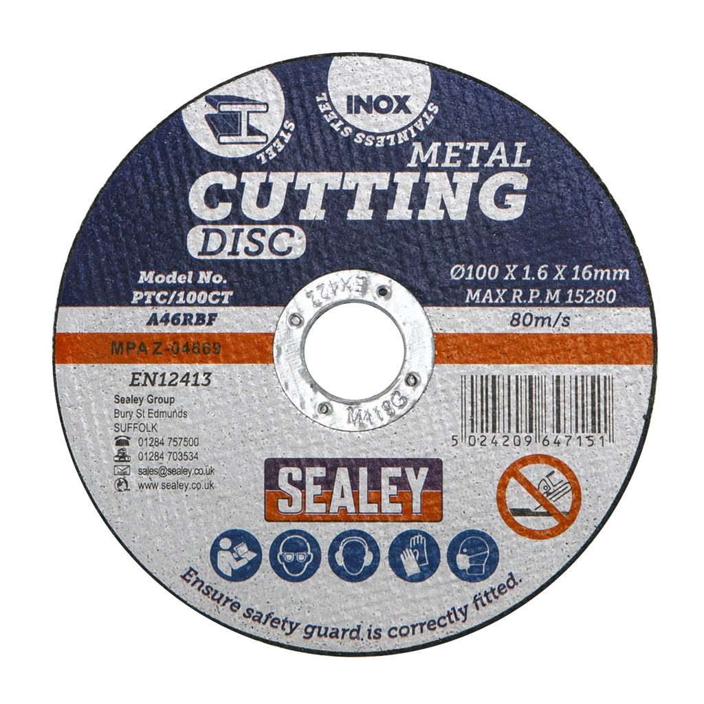 100 x 1.6mm Cutting Disc 16mm Bore - Pack of 50