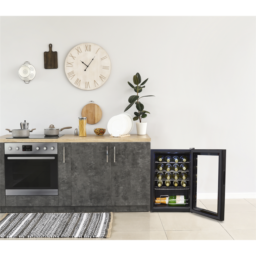 Baridi Wine Cooler/Fridge, Digital Touchscreen Controls, LED Light, 20 Bottle - Black