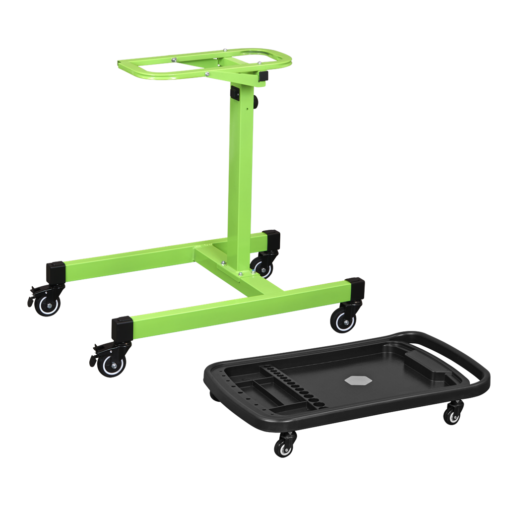 Adjustable-Height Mobile Workstation with Removable Top Tray