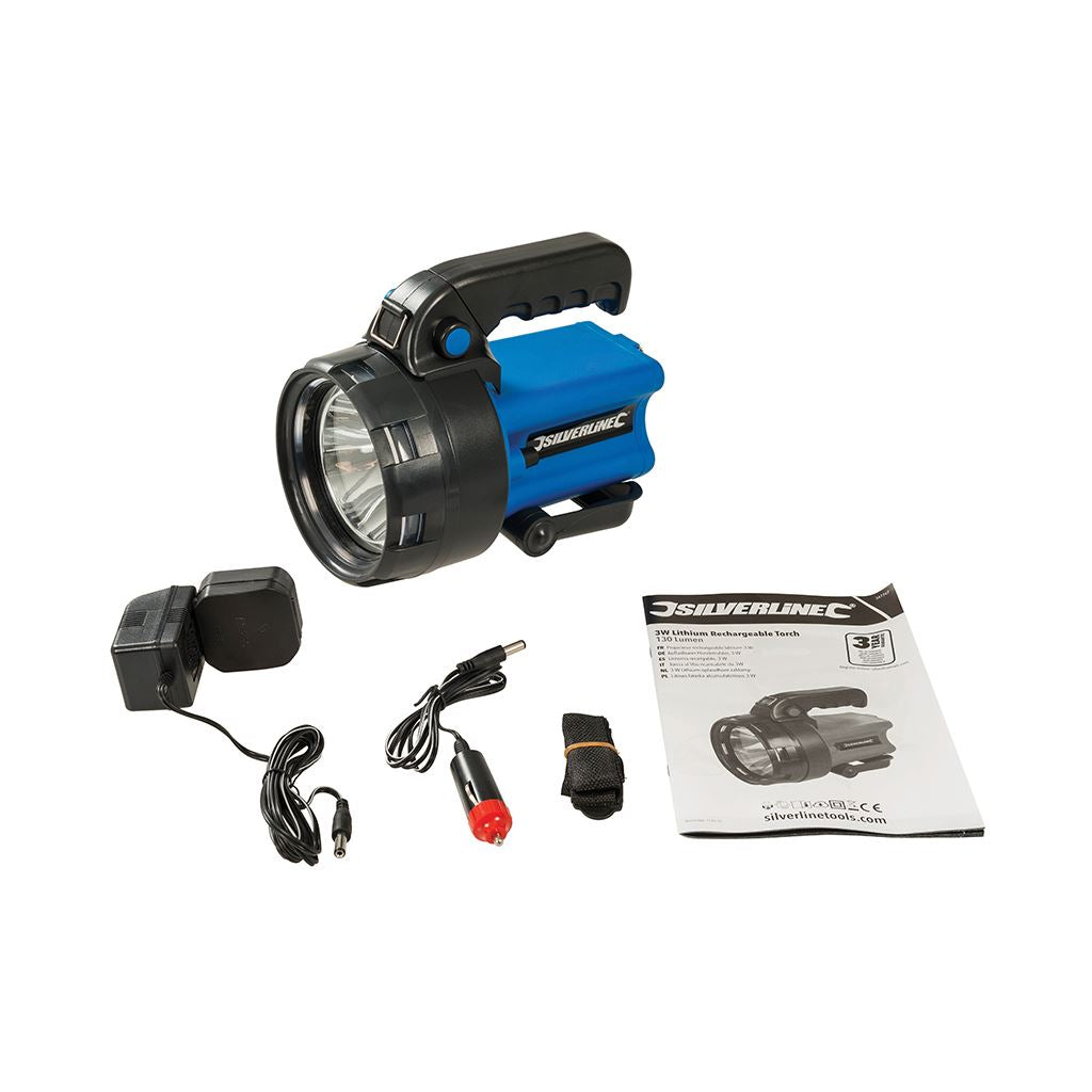 Silverline 3W Lithium Rechargeable Torch - 150 Lumen