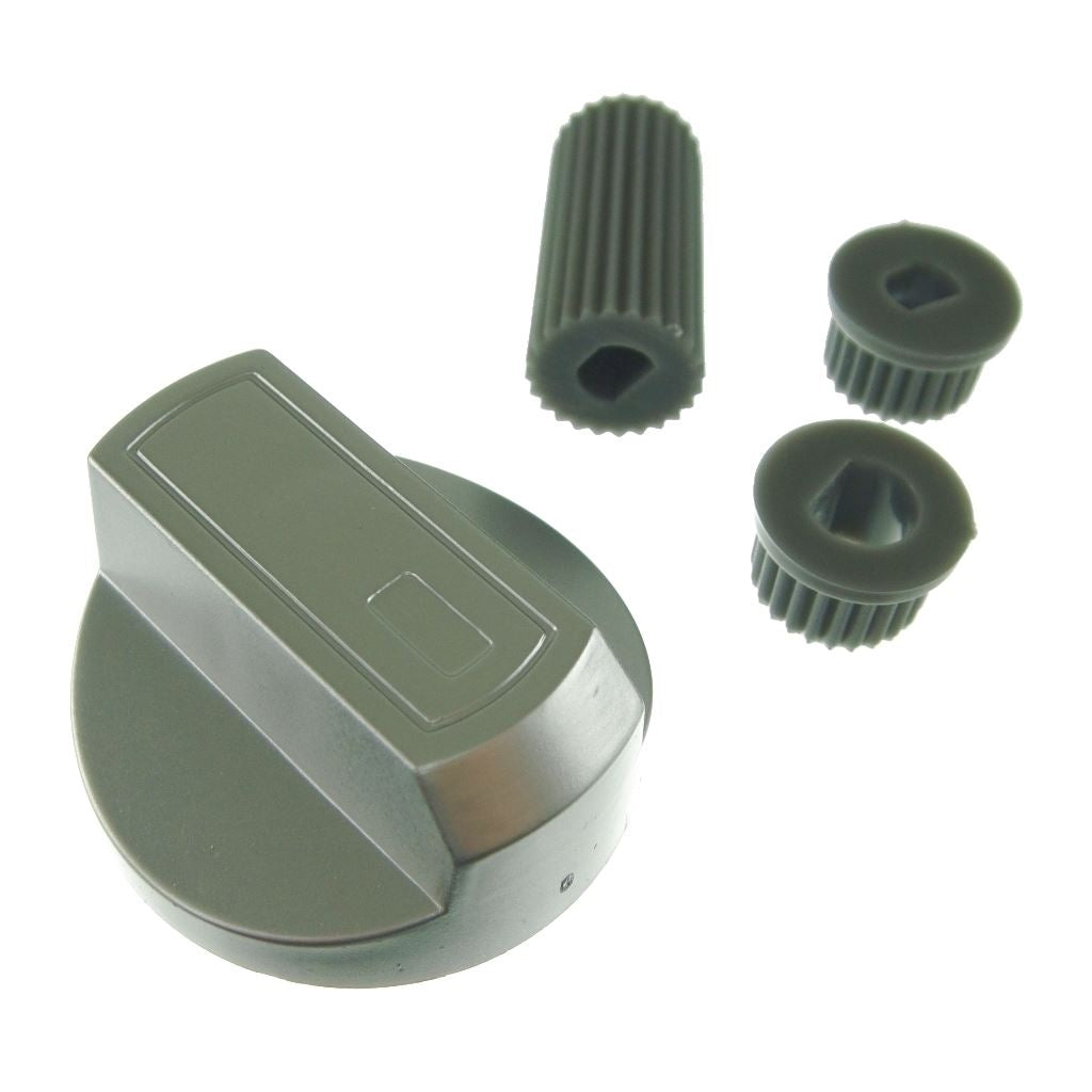 Universal Silver Cooker, Oven & Grill Control Knob with 3 Adaptors – Fits All Gas & Electric Cookers by Ufixt