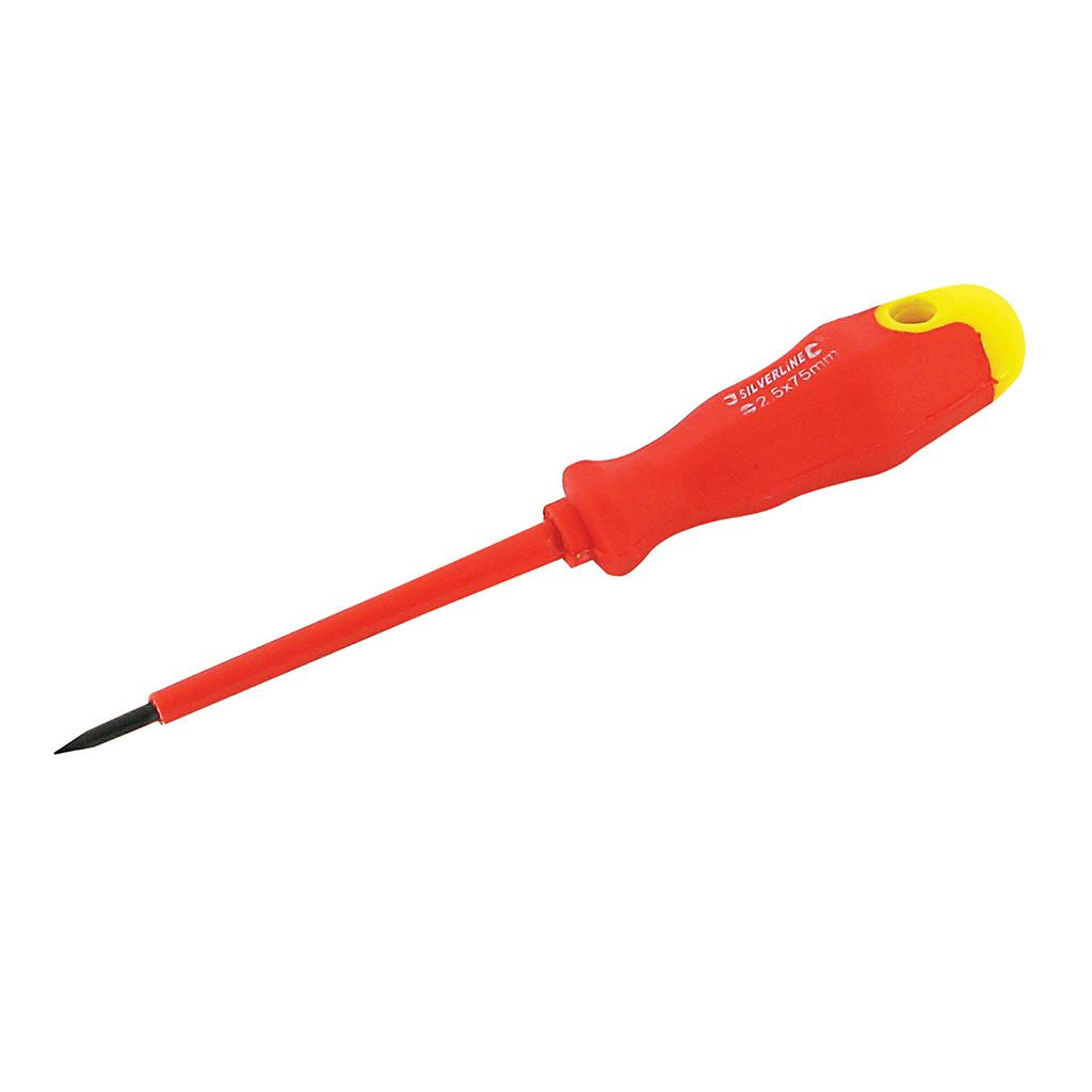 Silverline Insulated Soft-Grip Screwdriver - 2.5 x 75mm