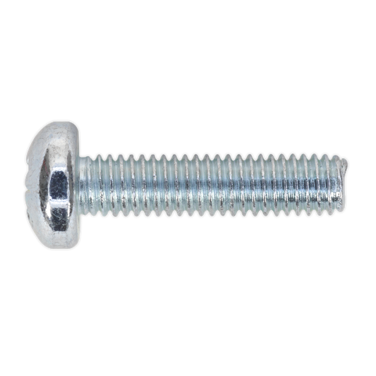 Zinc Plated Pan Head Pozi Machine Screw M6 x 25mm, DIN 7985Z - Pack of 50