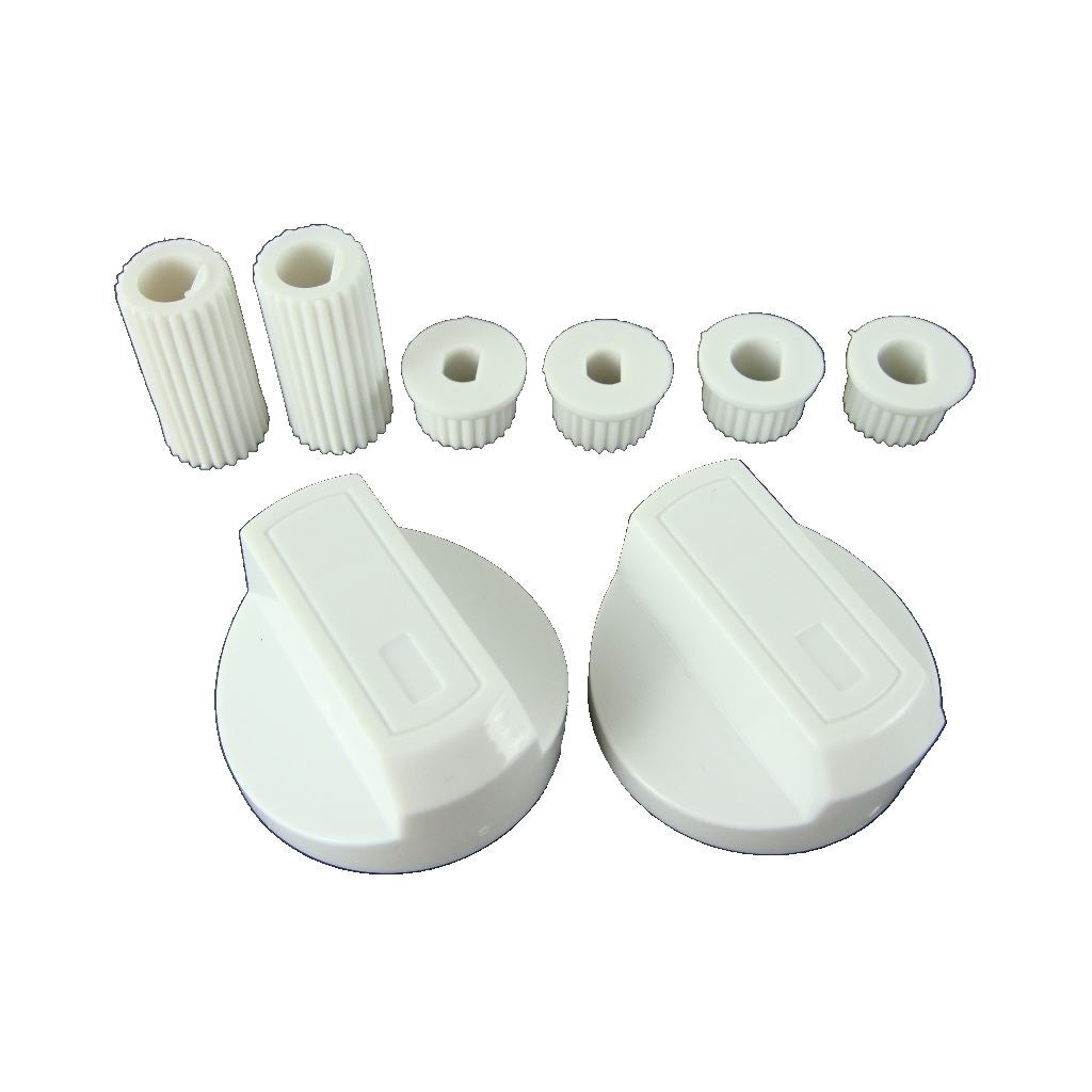 2 x Universal White Control Knobs & Adaptors – Fits Toasters, Camping Stoves, Hobs, Trouser Presses & More by Ufixt