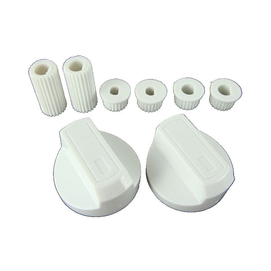 2 x Universal White Control Knobs & Adaptors – Fits Toasters, Camping Stoves, Hobs, Trouser Presses & More by Ufixt