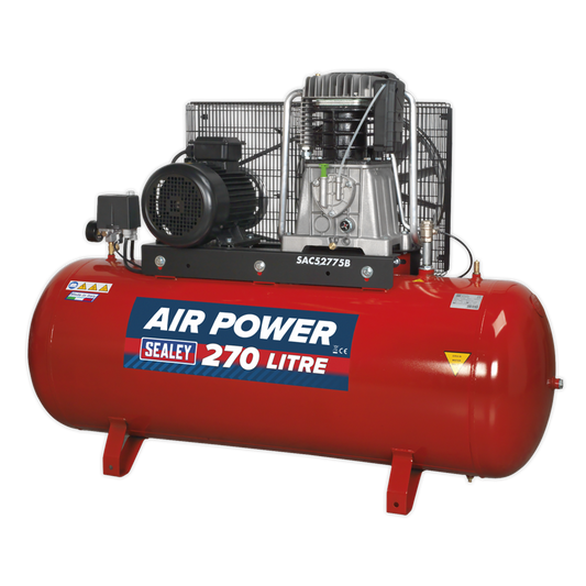 270L Belt Drive Air Compressor with Cast Cylinders 7.5hp 2-Stage