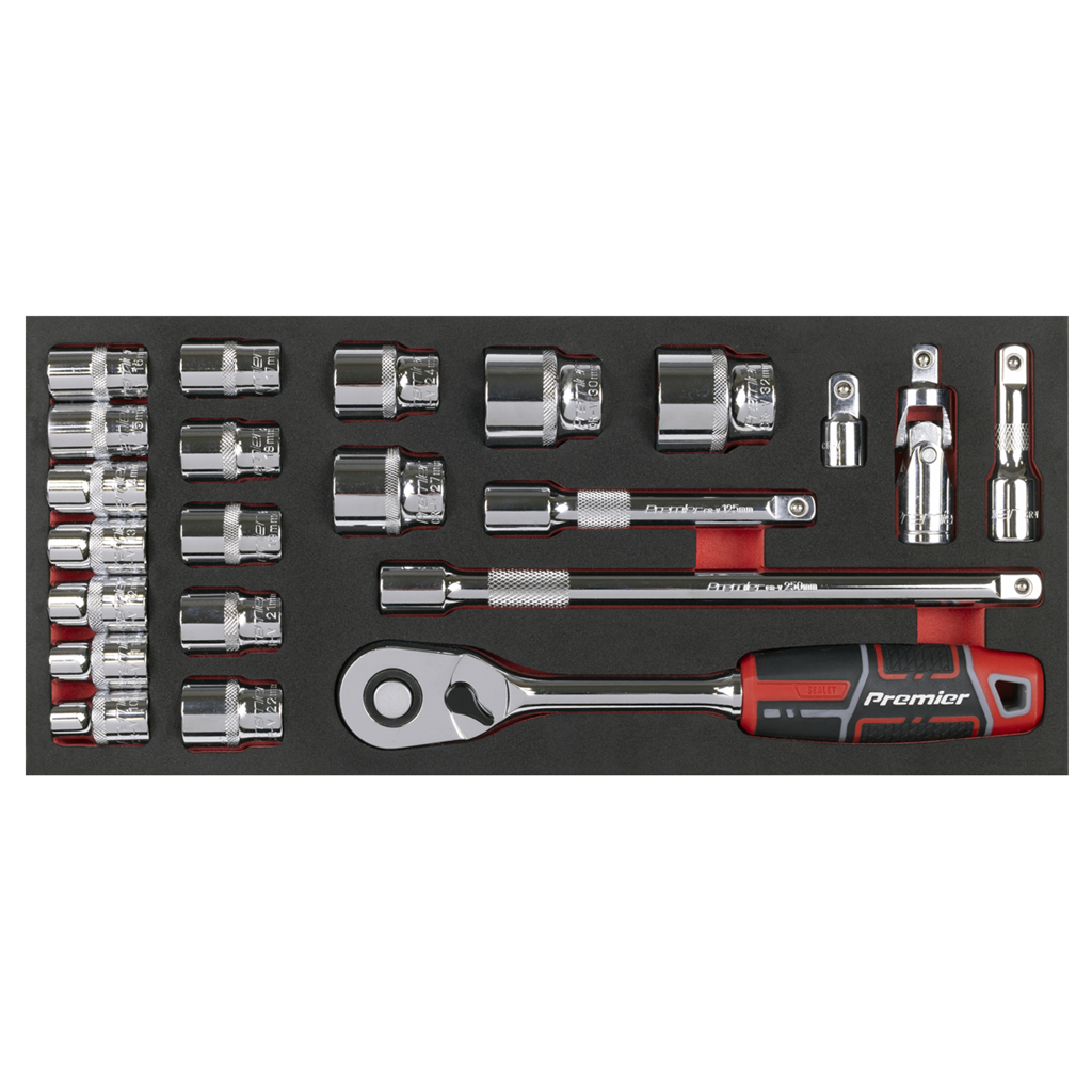 Premier Socket Set with Tool Tray 1/2"Sq Drive 22pc