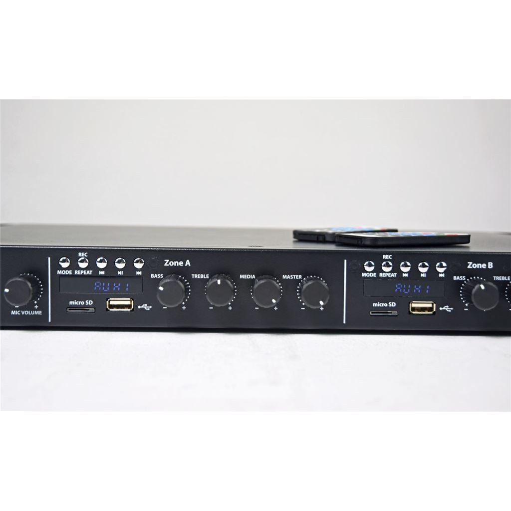 A14 Dual Stereo Mixer-Amplifier 4 x 100W - 1U x100W