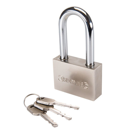 Silverline Steel Padlock Long Shackle - 60mm