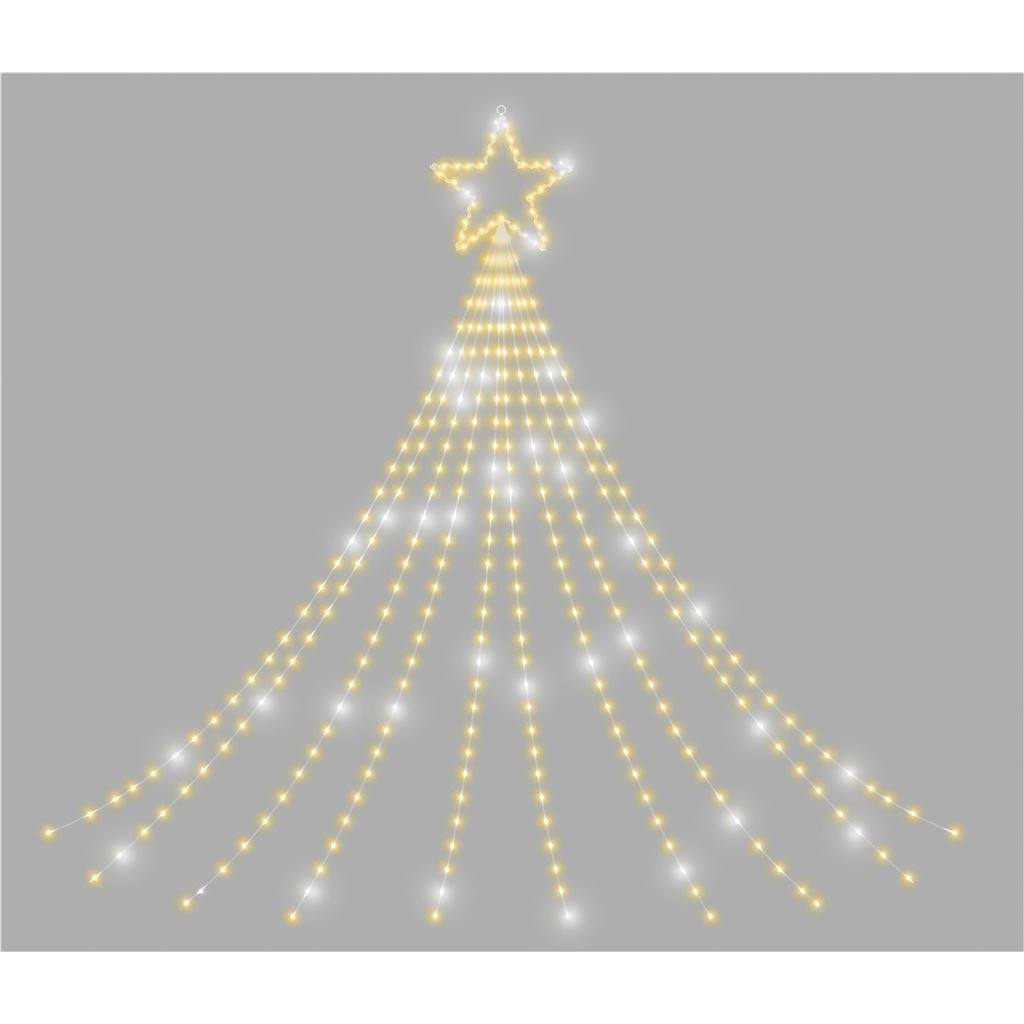 Xmas Haus Waterfall  2D Christmas Tree with Warm White LEDs, Star Top, 10% Twinkle, Timer PSU