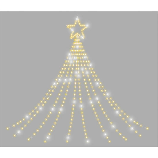 Xmas Haus Waterfall  2D Christmas Tree with Warm White LEDs, Star Top, 10% Twinkle, Timer PSU