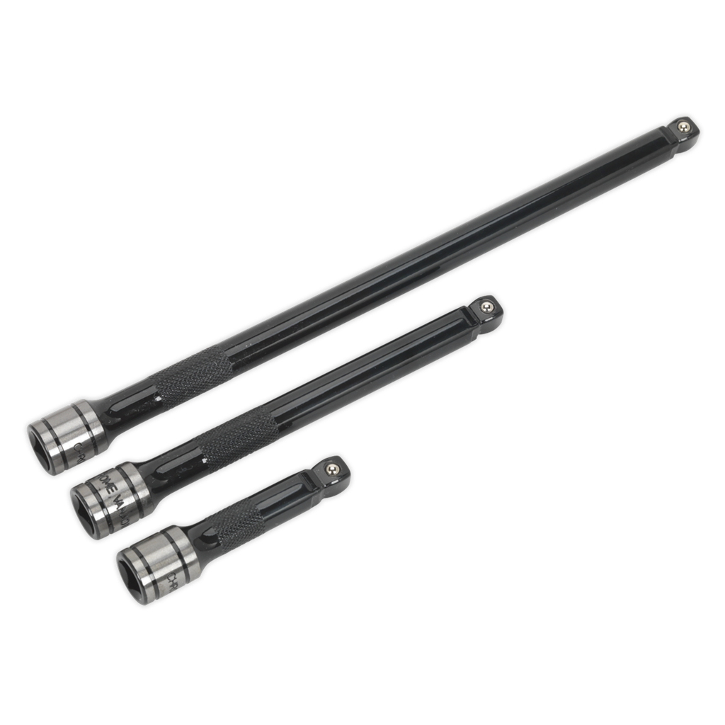 Wobble/Rigid Extension Bar Set 3pc 3/8"Sq Drive  - Premier Black