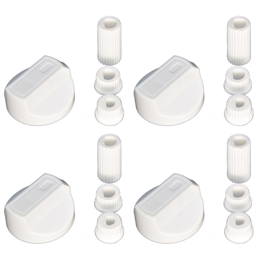Universal Cooker, Oven & Grill Control Knobs & Adaptors - White Fits All Gas & Electric Cookers (Pack of 4) | Compatible Non-Genuine by Ufixt