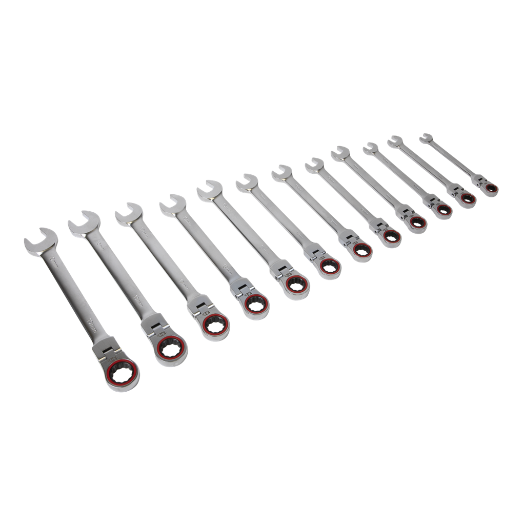 Flexi-Head Ratchet Combination Spanner Set 12pc Metric Premier Platinum