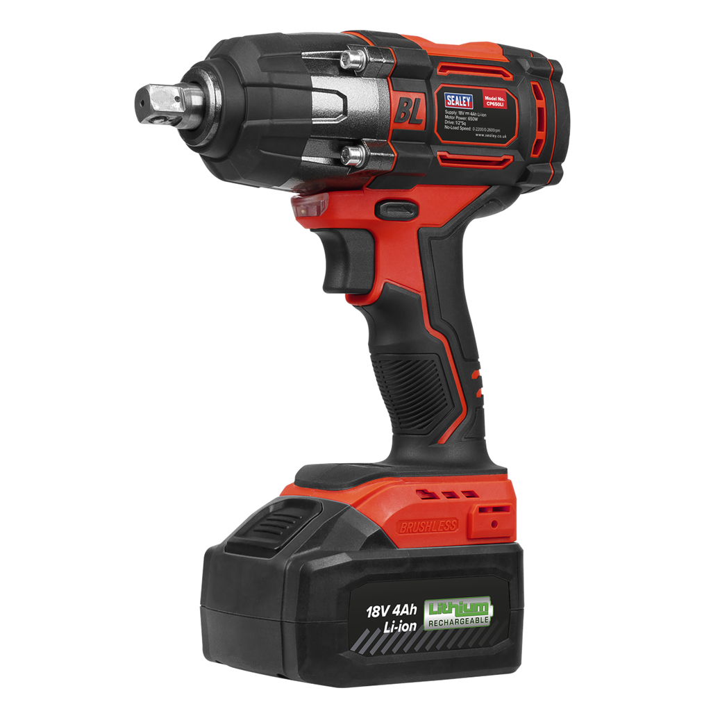 1/2"Sq Drive Cordless Brushless Impact Wrench 18V 4Ah