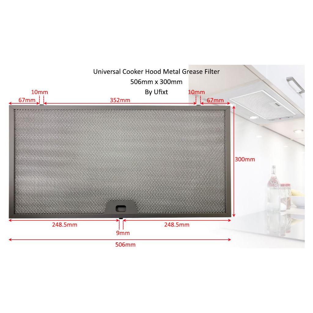 Universal Cooker Hood Metal Grease Filter 506mm x 300mm | Compatible Replacement by Ufixt