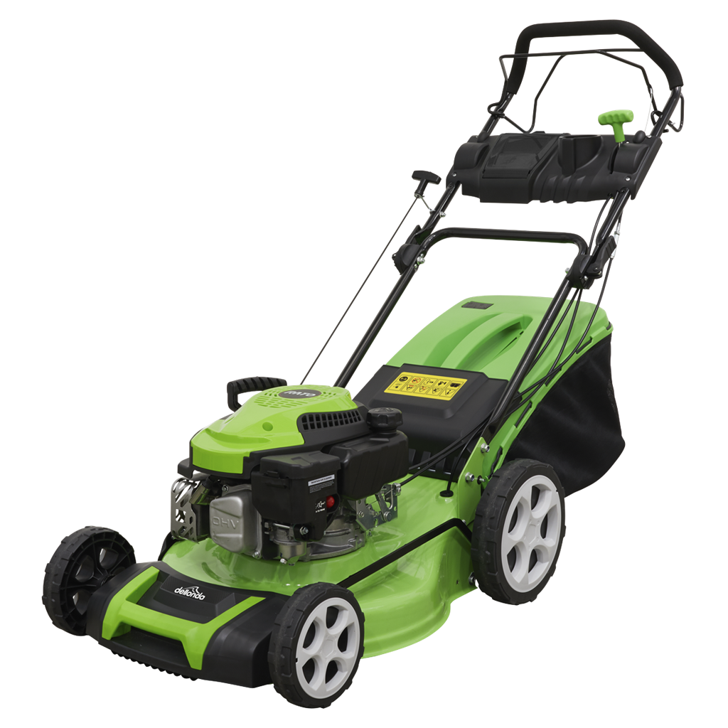 Dellonda Self-Propelled Petrol Lawnmower Grass Cutter with Height Adjustment & Grass Bag 144cc 18"/46cm 4-Stroke Engine