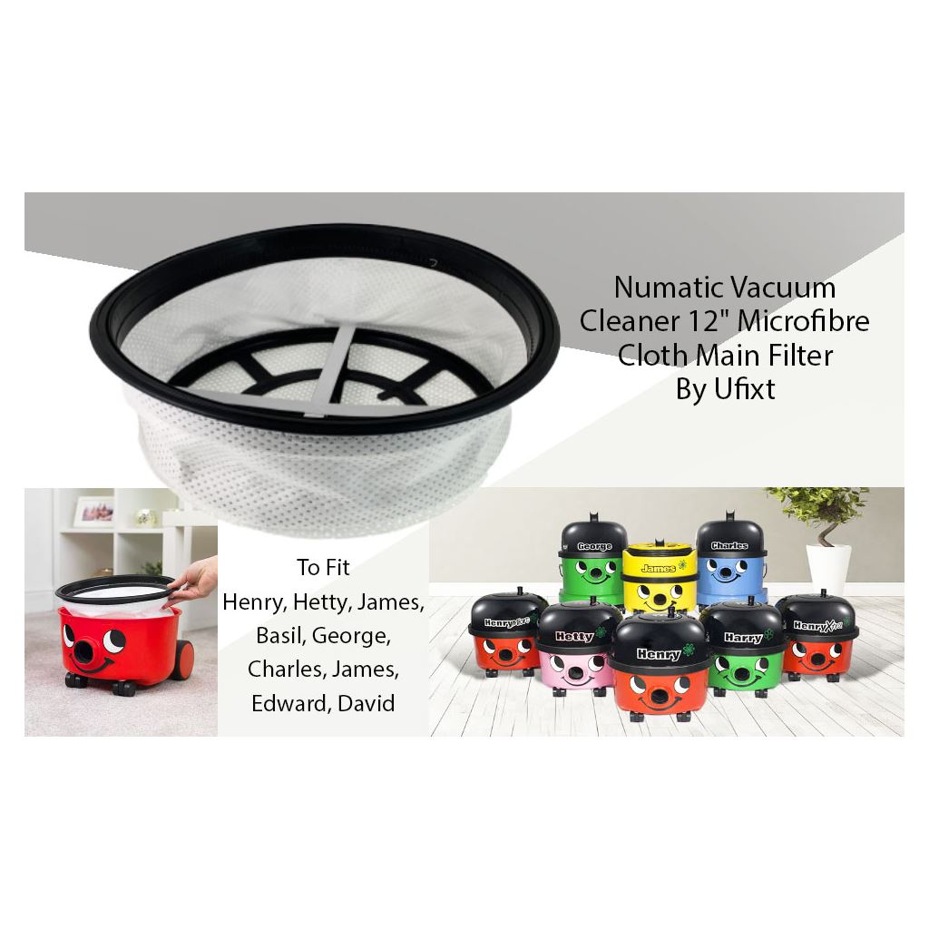 2 x Numatic Vacuum Cleaner 12" Microfibre Cloth Main Filters | Compatible Replacement by Ufixt