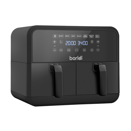 Baridi Dual Zone Air Fryer 8L with 8-in-1 Functions Touch Controls, Easy-Clean, Black - DH172