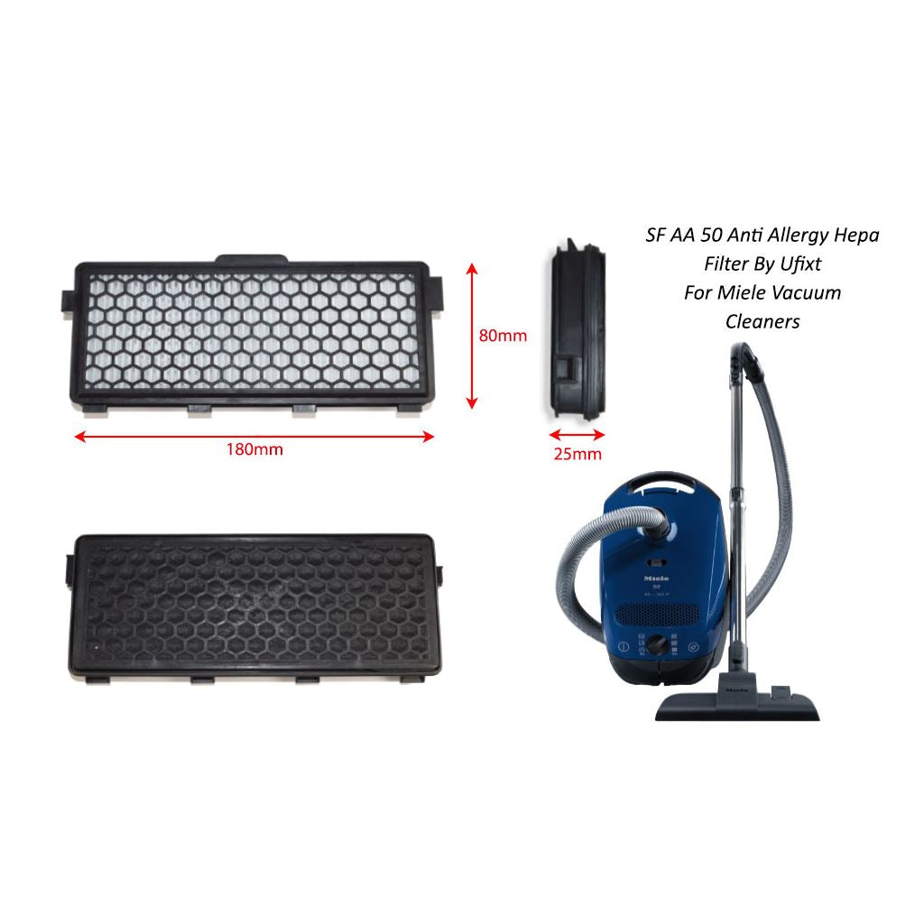 2 x SF-AAC50 Compatible Active Air Clean Carbon Filters for Miele Vacuum Cleaners by Ufixt