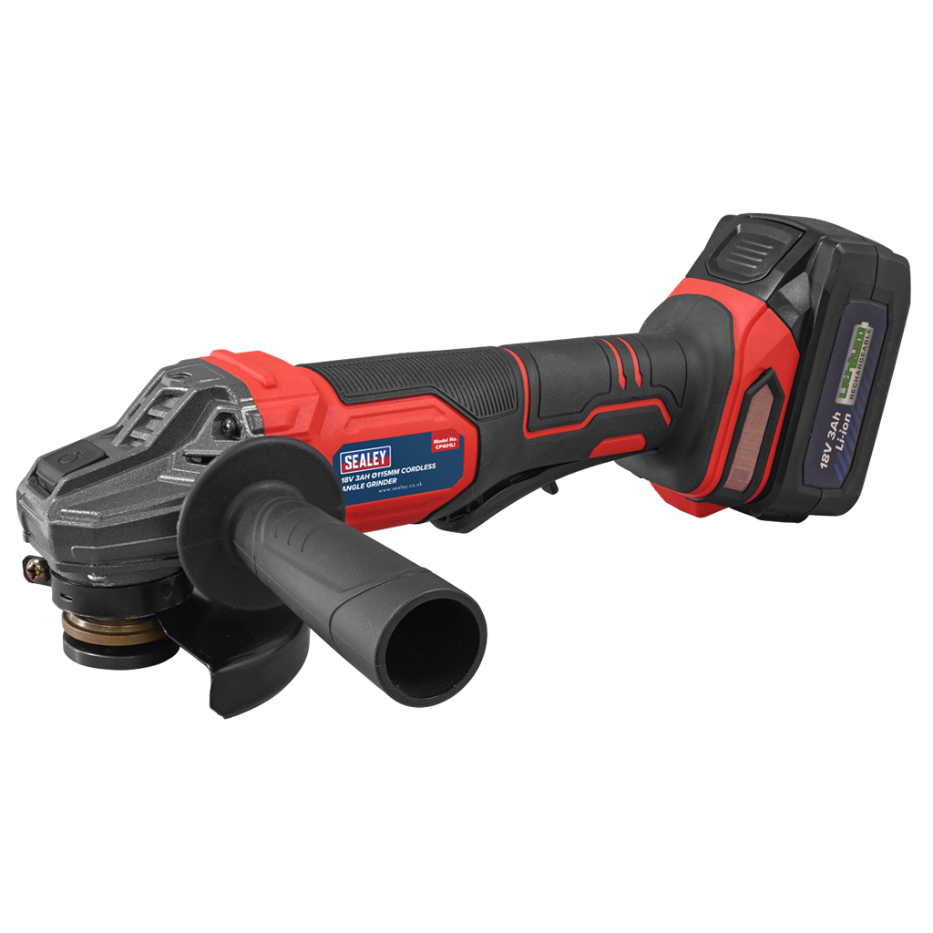 18V 3Ah 115mm Cordless Angle Grinder - Red