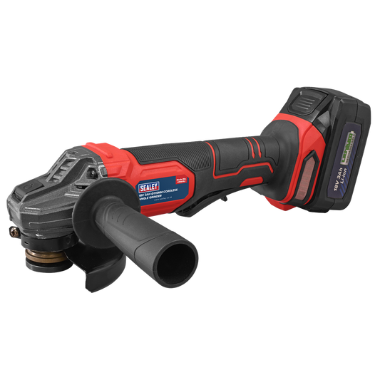 18V 3Ah 115mm Cordless Angle Grinder - Red