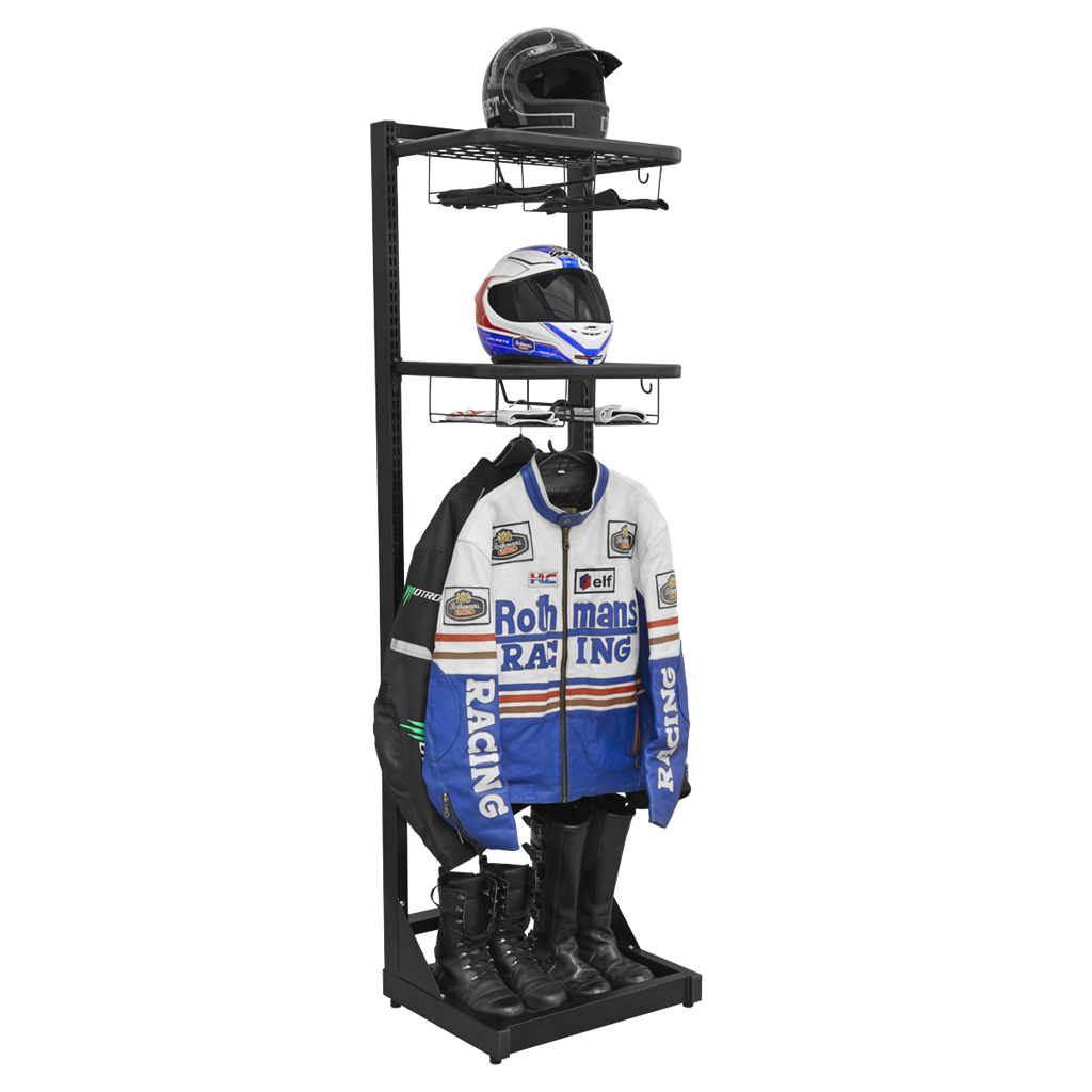 Freestanding Motorcycle Helmet & Gear Storage