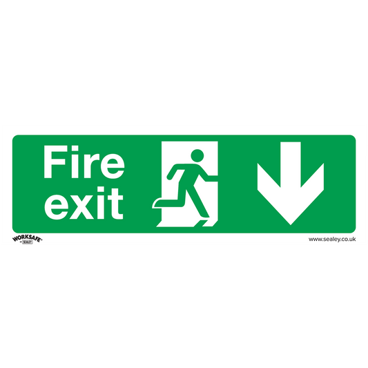 Worksafe&#174; Fire Exit (Down) Safety Sign, Rigid Plastic - Pack of 10