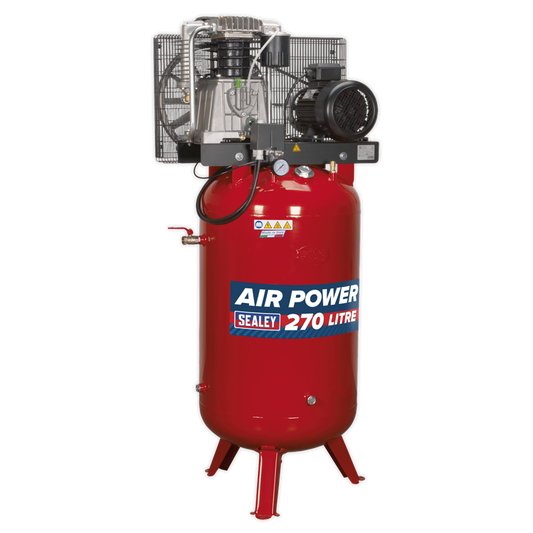 270L Vertical Belt Drive Air Compressor with Cast Cylinders 7.5hp 2-Stage