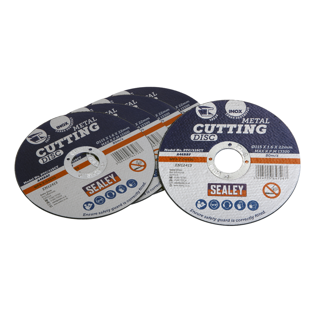 115 x 1.6mm Cutting Disc 22mm Bore - Pack of 5