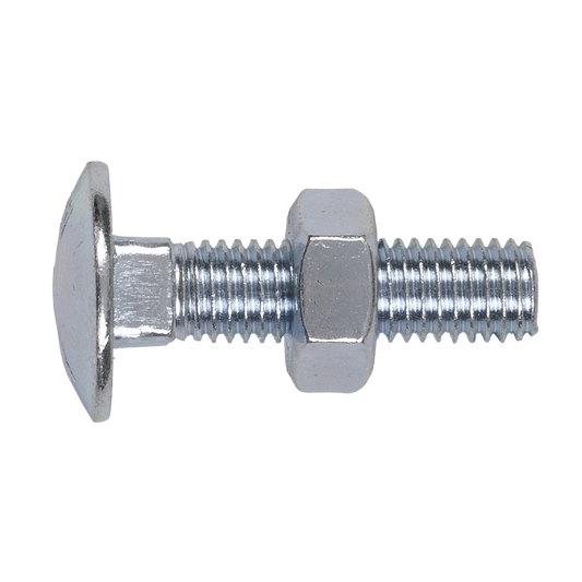 Zinc Plated Coach Bolt & Nut M10 x 40mm, DIN 603 - Pack of 50