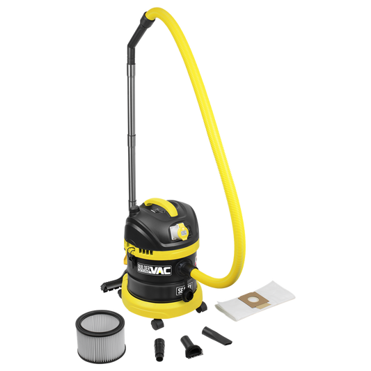 BuilderVac&#174; Wet & Dry Vacuum Cleaner 15L Stainless Steel Drum M Class Filtration 110V