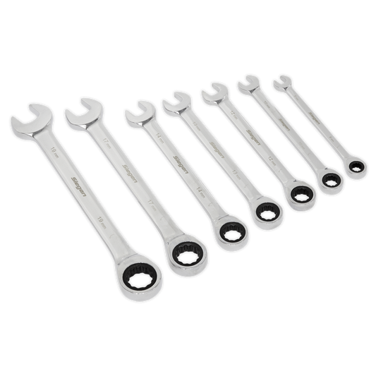 Siegen Combination Ratchet Spanner Set with Tool Tray 7pc