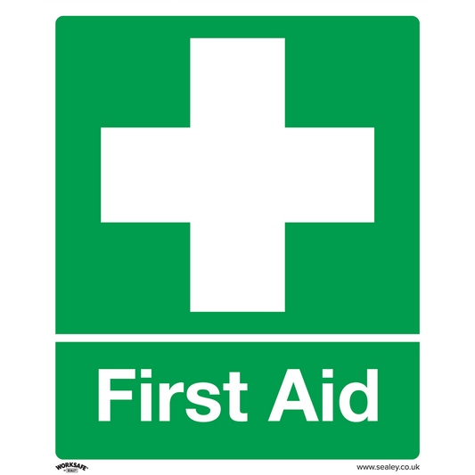 Worksafe&#174; First Aid Safety Sign, Rigid Plastic - Pack of 10