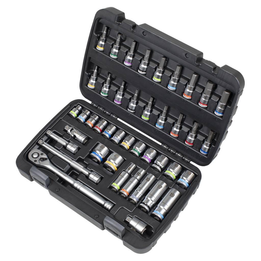 Socket & Socket Bit Set 3/8"Sq Drive 42pc