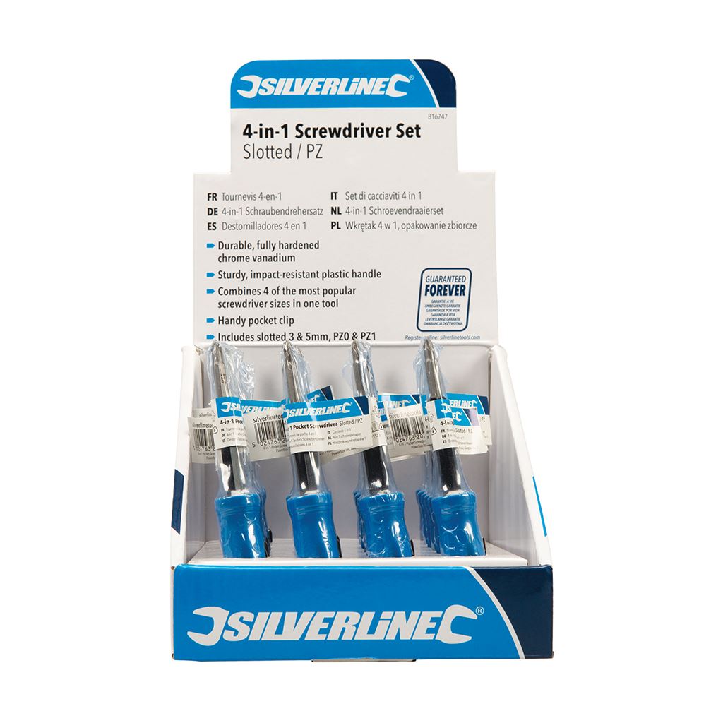 Silverline 4-in-1 Screwdriver Set Display Box - 24pce