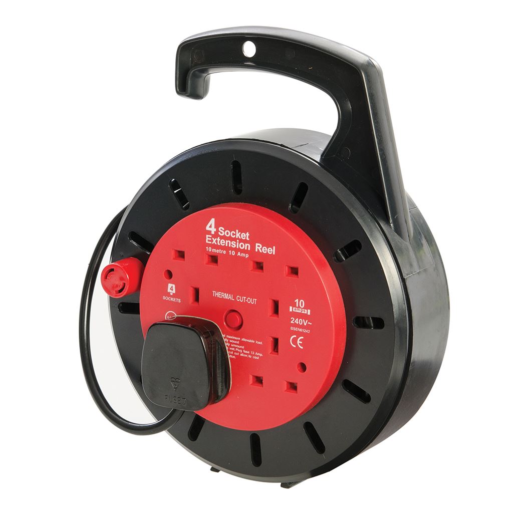 Powermaster Cassette Cable Reel 10A 230V - 4-Gang 10m