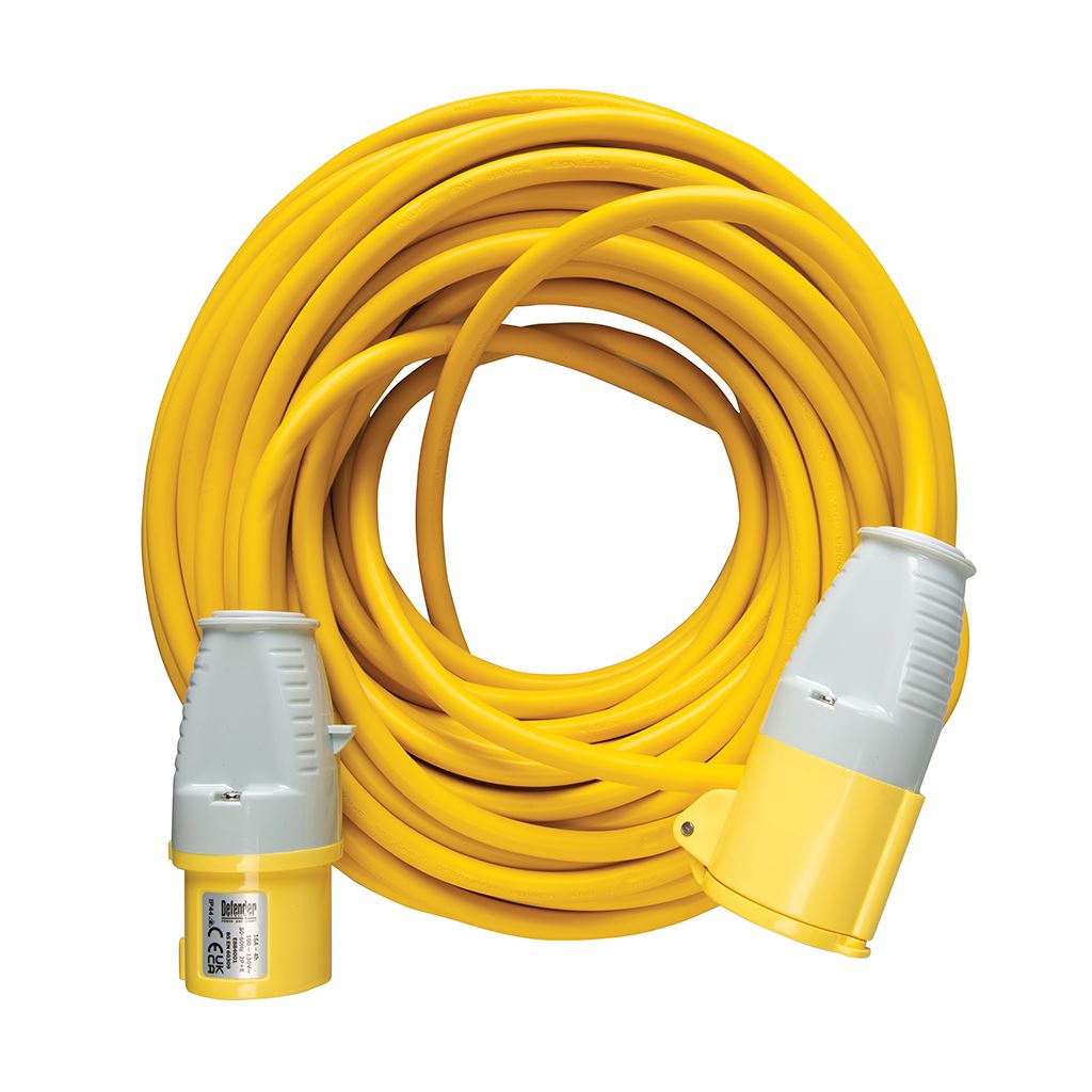 Defender Extension Lead Yellow 2.5mm2 16A 25m - 110V